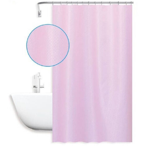 Trade Shop - Cortina De Baño Impermeable Antimoho 180x200cm Anillas Rosa Textura Diamante 59823 -