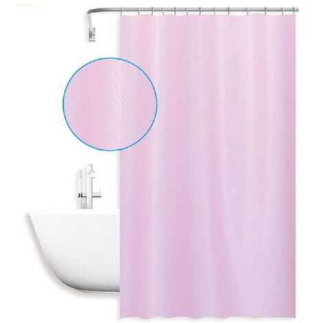 Trade Shop - Cortina De Baño Impermeable Antimoho 240x180cm Anillas Rosa Textura Diamante 59824 -