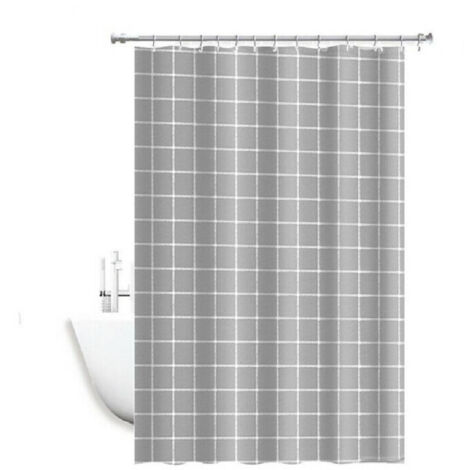 Trade Shop - Cortina De Baño Impermeable Tejido Pvc 12 Ganchos Cuadrados Plástico 180x200cm -