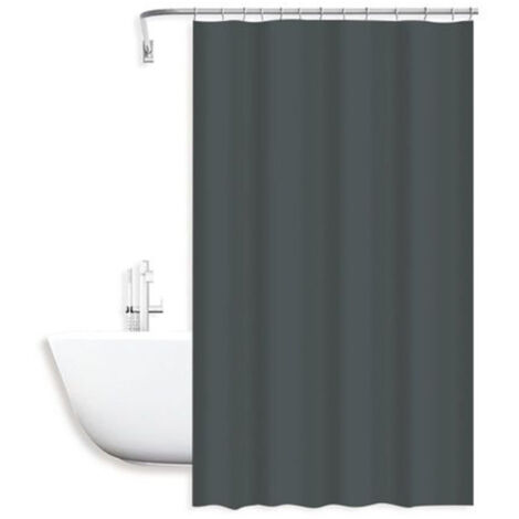 Trade Shop - Cortina De Ducha Antimoho Impermeable 240x200cm Con Anillas Baño Gris Oscuro 79719 -