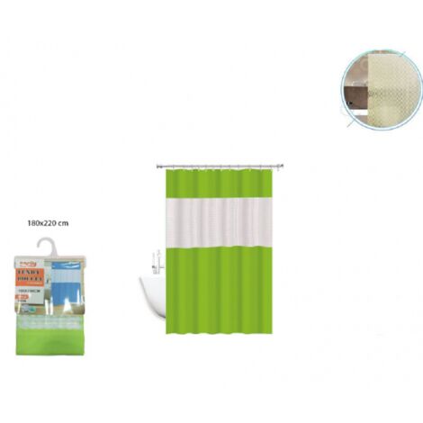 Trade Shop - Cortina De Ducha Bañera Impermeable Antimoho Verde 3d 180 X 220 Cm Junta 52134 -