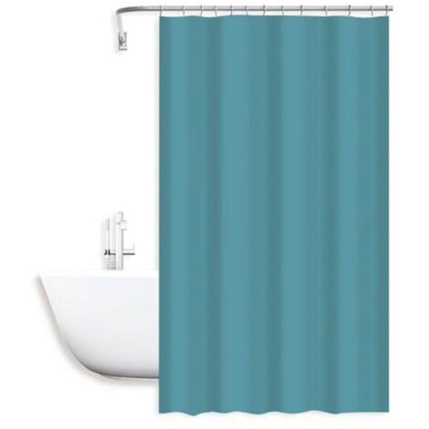 Trade Shop - Cortina De Ducha Impermeable Antimoho 180x200cm Ganchos Anillas Baño Azul Claro 79860 -