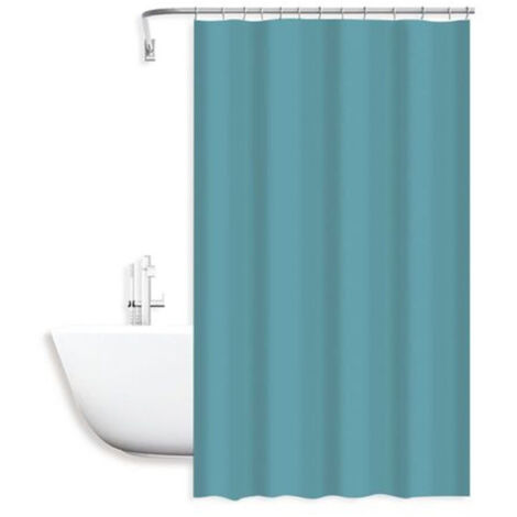Trade Shop - Cortina De Ducha Impermeable Antimoho 240 X 200cm Ganchos Anillas Baño Azul Claro 79717 -