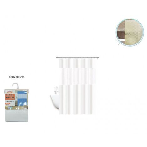 Trade Shop - Cortina De Ducha Impermeable Antimoho Junta Blanca 180 X 200 Cm 3d 52133 -