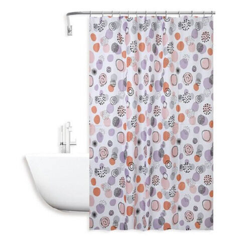 Trade Shop - Cortina De Ducha Impermeable Para Bañera 12 Ganchos Con Esferas Abstractas 180x200cm 87090 -