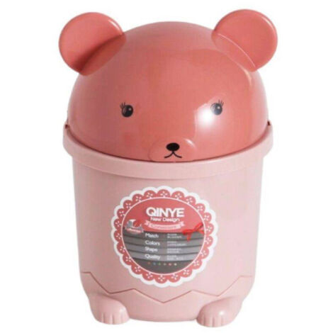 Trade Shop - Cubo De Basura Basculante Osito Rosa Dim 28x18,5 Cm -
