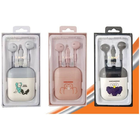 Trade Shop - Cuffie Auricolari Con Microfono Aux Per Smartphone Varie Fantasie Colorate S9702 -