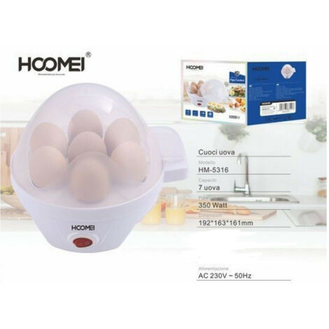 Trade Shop - Cuoci Uova Elettrico 7 Uova Egg 350w Bollitore Uova Sode Cucina Cuociuova 5316 -
