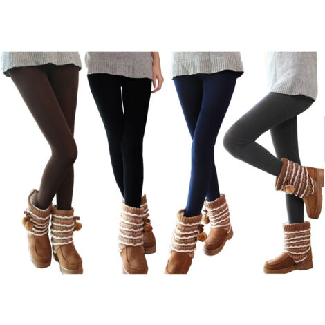 Trade Shop - DAMEN LEGGINGS FLEECE FÜR ÜBERGRÖSSEN LEGGINGS WARME HOSE SCHWARZ -
