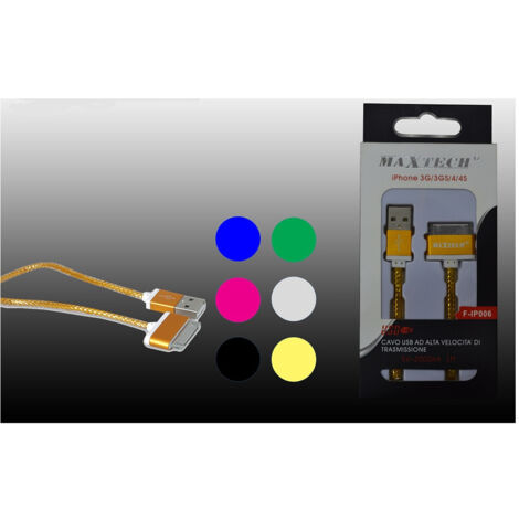 Trade Shop - Datos De Cuadro Usb Para Iphone 3gs/3g/4s Caricator 5v-2000ma 1mt Maxtech F-ip006 -