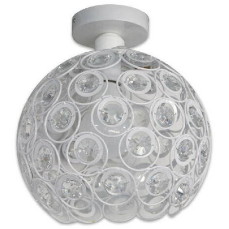 Trade Shop - Deckenleuchte Pendelleuchte Kristallkugeln Deckenleuchte E27 C23 Lampe -      Weiß