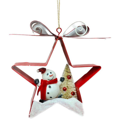 TRADE SHOP - Decorazione Natalizia Albero Di Natale Appendino Pupazzo Di Neve Stella 14.5cm -