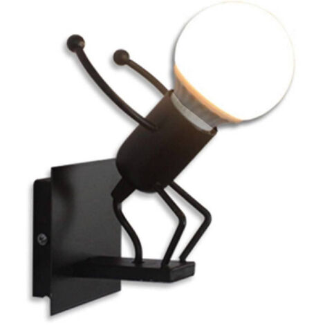 Trade Shop - DEKORATIVE WANDLAMPE IN FORM EINES SPRINGENDEN MANNES AUS METALL MIT E27-ANSCHLUSS AQ50 -      Schwarz