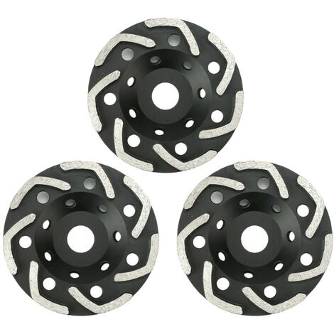 Trade-Shop Diamant Schleifteller Schleiftopf 125mm Durchmesser 22,23mm Bohrung für viele Elektrowerkzeuge mit M14 Gewinde / V-Segmente 5,5mm - 3 Stück