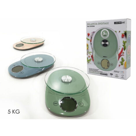 Trade Shop - DIGITALE KÜCHENWAAGE BIS ZU 5KG LCD-ANZEIGE AUTOMATISCHE ABSCHALTUNG 3 FARBEN 690225 -