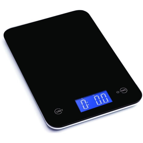 Trade Shop - Digitale Küchenwaage mit LCD-Display, Glasregal, 5 kg, von 1 g bis 5 kg, Touch -