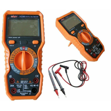 Trade Shop - Digitalmultimeter, professioneller Tester, Volt, Ampere, Farad, Ohm, Sonden, VC99 -