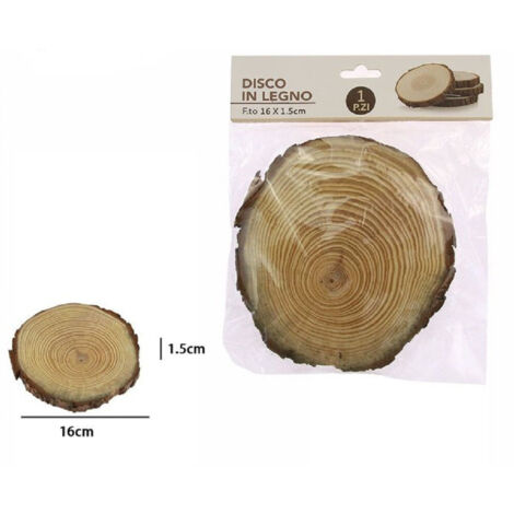 TRADE SHOP - Disco Di Legno Base Tronco Decorativa Per Ornamento Casa 16x1.5 Cm Rotondo 72112 -