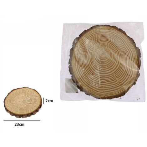 Trade Shop - Disco Di Legno Base Tronco Decorativa Per Ornamento Casa 23 X 2 Cm Rotondo 72114 -