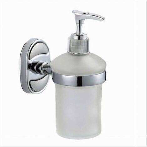 Trade Shop - Dispensador De Jabón Líquido De Cristal Satinado Para Montaje En Pared Baño Oval 52011 -