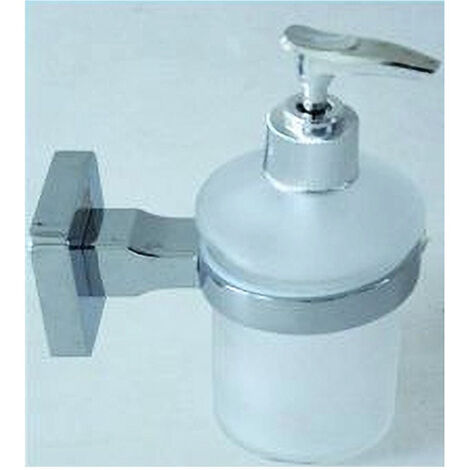 TRADE SHOP - Dispenser Porta Sapone Liquido Acciaio Vetro Satinato Fissaggio Parete Bagno 52207a -