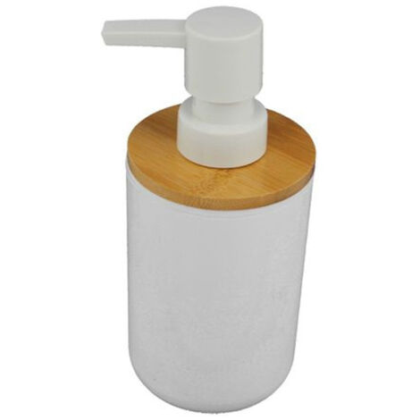 TRADE SHOP - Dispenser Porta Sapone Liquido Bianco Legno Per Ricambio Accessori Bagno 69477 -