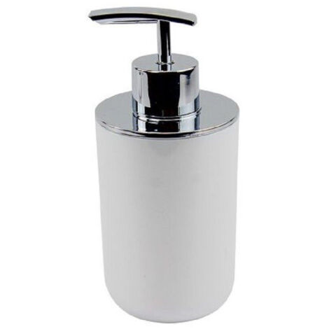 Trade Shop - Dispenser Porta Sapone Liquido Bianco Silver Per Ricambio Accessori Bagno 69461 -