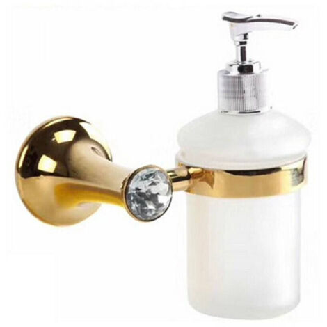 Trade Shop - Dispenser Porta Sapone Liquido Supporto Bagno Muro Casa Dorato Oro Dgo-103 -