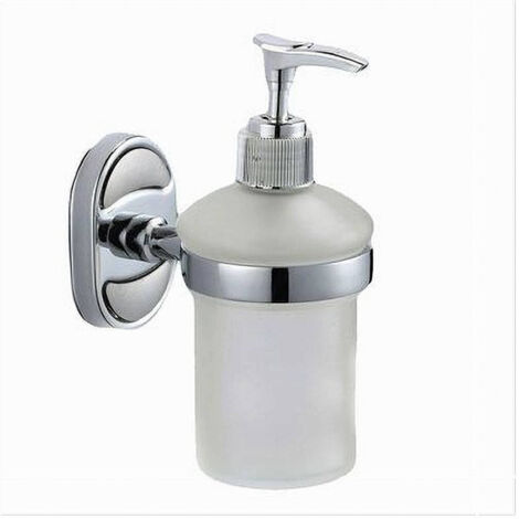 TRADE SHOP - Dispenser Porta Sapone Liquido Vetro Satinato Fissaggio Parete Bagno Ovale 52011 -