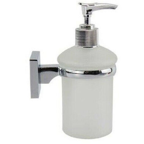 TRADE SHOP - Dispenser Portasapone Liquido Vetro Satinato Fissaggio Parete Bagno Square 59188 -
