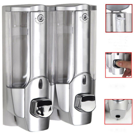 Trade Shop - Doble Dispensador Dispensador Manual Jabón De Pared Montaje En Pared 700 Ml -