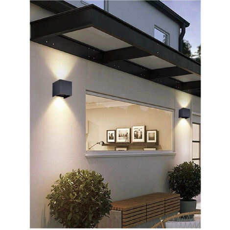 Trade Shop - DOPPELEMISSION LED COB WANDLEUCHTE 12 W AUSSENLEUCHTE 4000K 3000K 6500K ES46 SCHWARZ -