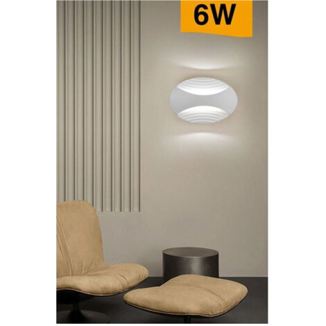Trade Shop - DOPPELEMISSIONS-WANDLEUCHTE 6W LED OVALE LAMPE 3 LICHTMODI AQ15-B3C -