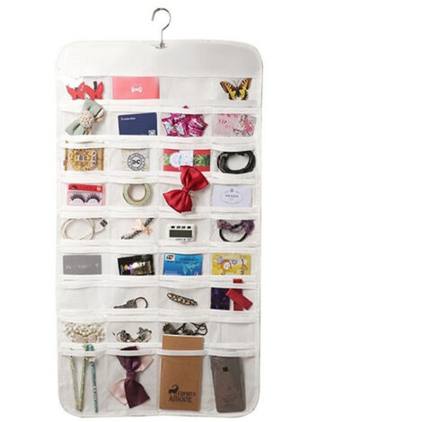 Trade Shop - DOPPELSEITIGER HÄNGENDE SCHMUCKORGANIZER MIT 72 FÄCHERN -