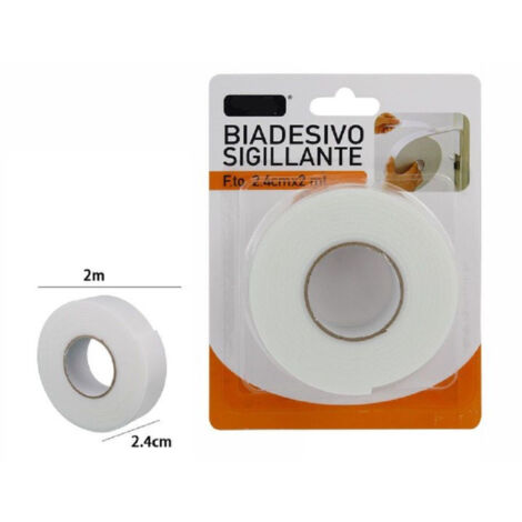 Trade Shop - DOPPELSEITIGES DICHTBAND ROLLE WEISS 2,4 CM X 2 METER DICHTUNG REPARATUR 69826 -