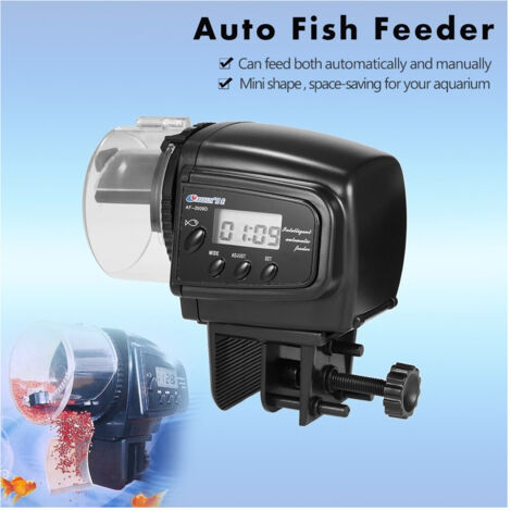 Trade Shop - Dosatore Distributore Cibo Pesci Con Timer Display Lcd Per Acquario Automatico -