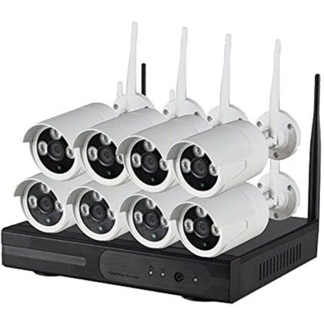 Trade Shop - DRAHTLOSE IP VIDEO ÜBERWACHUNG KIT NVR 8 KANÄLE 8 KAMERAS IP FULL HD WIFI -