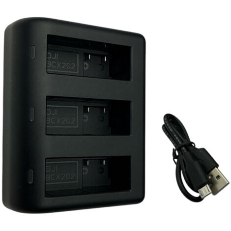 Trade-Shop Dreifach Akku-Ladegerät Ladestation USB Typ-C kompatibel mit DJI Osmo Action 3, 4, 5 Action-Kamera, BCX202, BCX204
