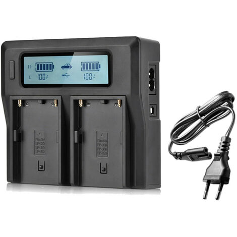 Trade-Shop Dual USB LCD Ladegerät inkl. Netzkabel kompatibel mit Sony PMW-EX1 PMW-EX1R PMW-EX3 PMW-F3 PMW-F3K PMW-F3L PMW-100 PMW-150 PMW-150P PMW-160