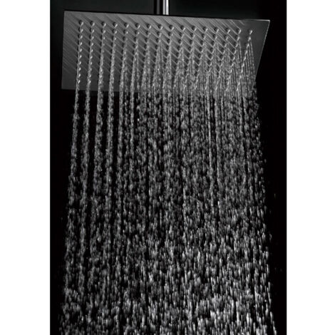 Trade Shop - Ducha Cuadrada Acero 20x20cm Baño Efecto Lluvia Cromado -