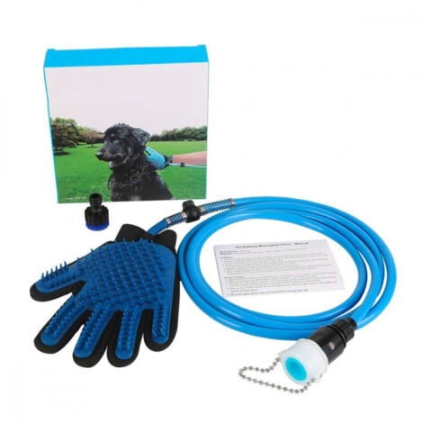Trade Shop - DUSCHMASSAGEHANDSCHUH CL-018 FÜR TIERE INTEGRIERTER SCHLAUCH UNIVERSALAUFSATZ -