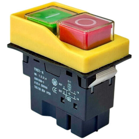 Trade-Shop Ein/Aus-Schalter Geräteschalter Druckschalter YH01-A 8A 250V IP55 4pin Socket für Werkzeugmaschinen, Bohrmaschinen, Bohrer, Sägen