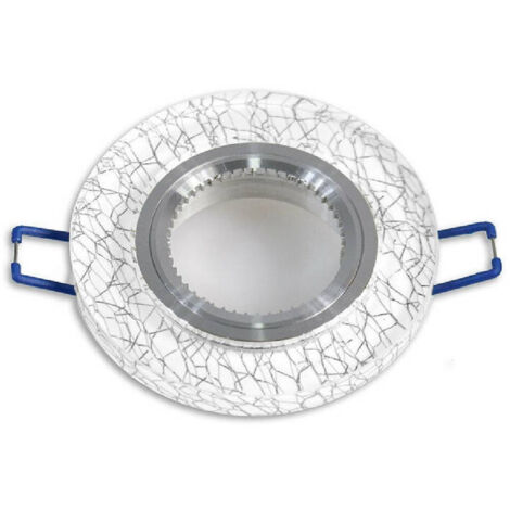 Trade Shop - Einbaustrahlerhalter für runden Strahler, Weißglas, Gold, Silber, Adern, P15 -      Silber