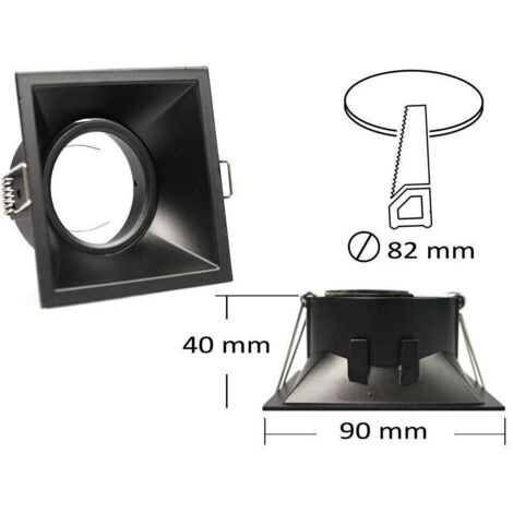 Trade Shop - Einbaustrahlerhalter verstellbar Strahlerhalterung quadratisch GU10 Loch 82 mm P14 -      Schwarz
