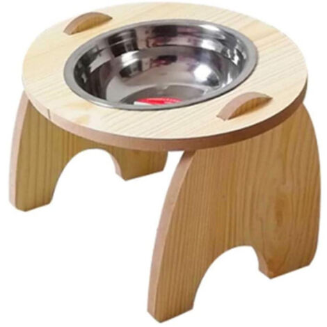 Trade Shop - EINZELNER ERHÖHTER NAPF FÜR HUNDE UND KATZEN MIT HOLZBODEN FÜR HAUSTIERE -