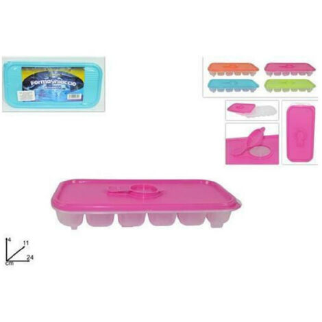 Trade Shop - EISFORM FÜR 12 EISWÜRFEL, ABDECKUNG, DECKEL, 4 FARBEN -