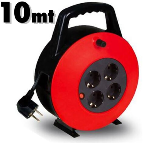 Trade Shop - ELEKTRISCHE AKTRONIK 10 MT METRS MIT AVVOLGICAVO MANIGLIA UND 4 SCHUKO -