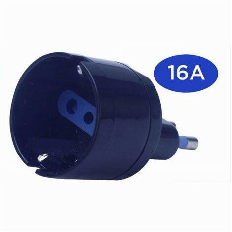 Trade Shop - ELEKTRISCHER STECKERADAPTER 2P+T 16A MIT 1 STECKDOSE ITA 10A/SCHUKO 16A 2P+T SCHWARZ 83036 -