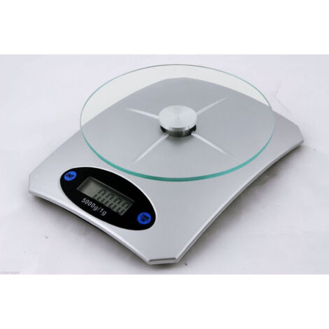 Trade Shop - Elektronische Küchenwaage, LCD, digital, Glasplatte, 5 kg, Tara-Taste, Home -