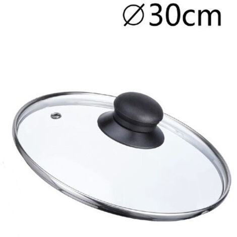 Trade Shop - Ersatzglasabdeckung für Pan Ø16-18-20-22-24-26-30-32cm schwarzer Knopf -     -durchmesser 30cm  -